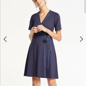 Piped flutter sleeve dress